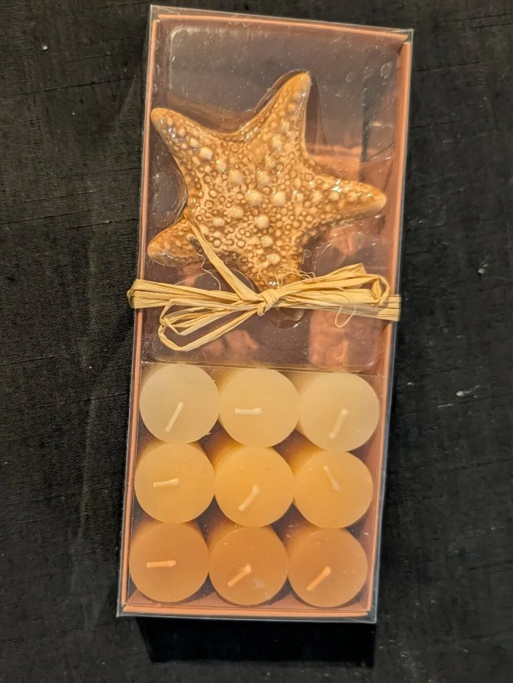 Kohl's Nautical Starfish Ceramic Holder & Votive Candle Gift Set – Tan, Beige &